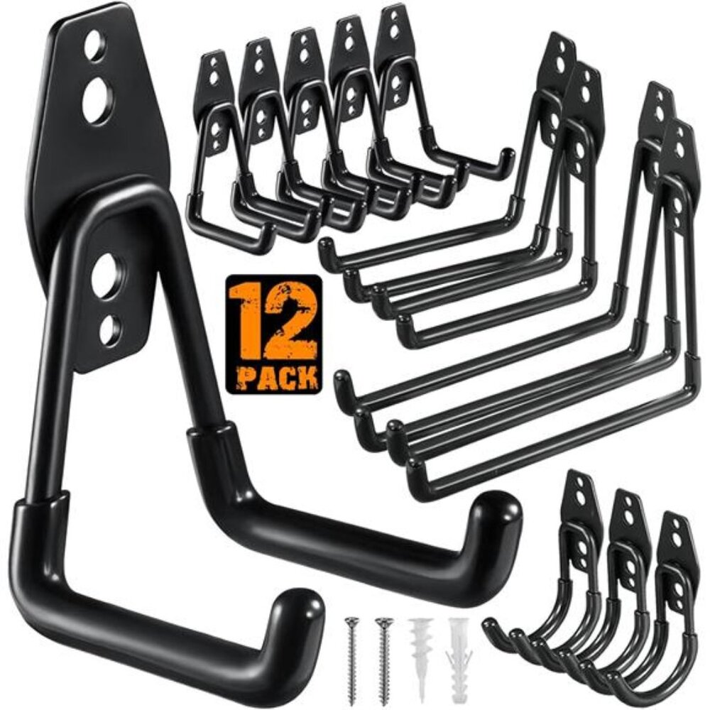 12 Pack Garage Hooks Heavy Duty,Utility Steel Garage Storage Hooks,Wall Mount